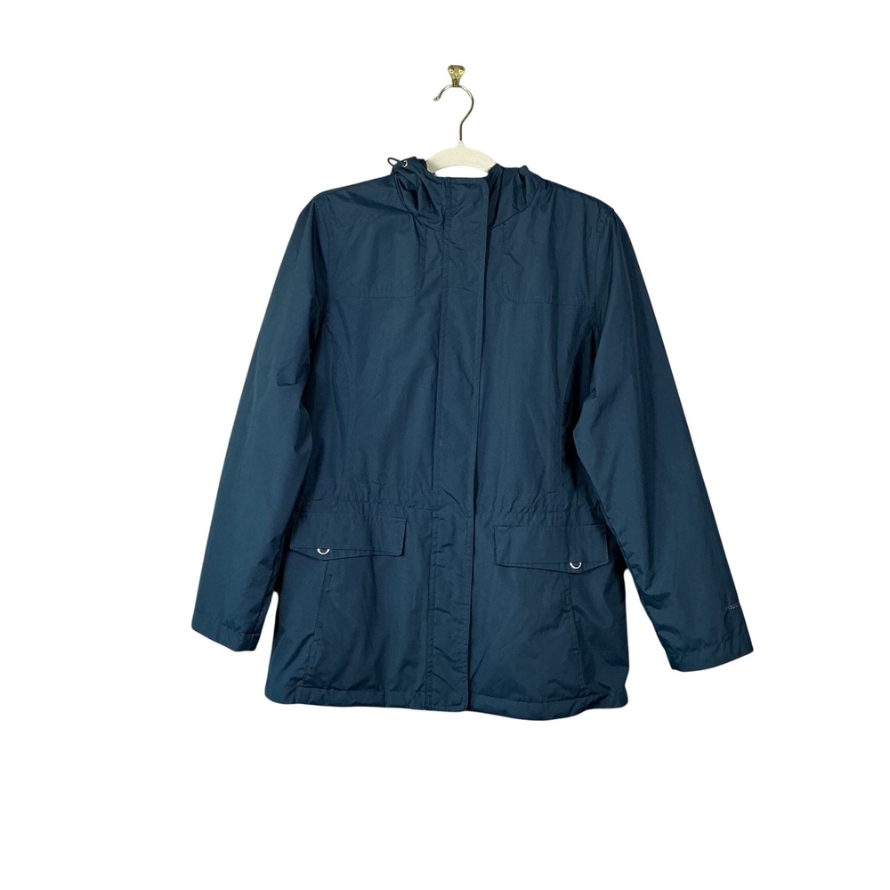 Free Country Womens Teal Blue Faux Fur Lined Hooded Utility Parka Jacket Small